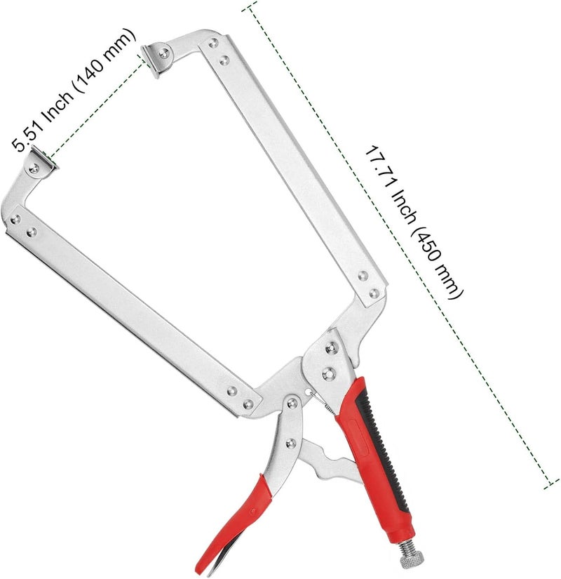 PINGEUI 4 PCS 18 Inch C Clamp Locking Pliers, Heavy Duty C Clamps with Swivel Pads and Rubber Handle Sleeve, Adjustable Welding Woodworking Tools, 7 Inch Max Jaw Opening - Image 2